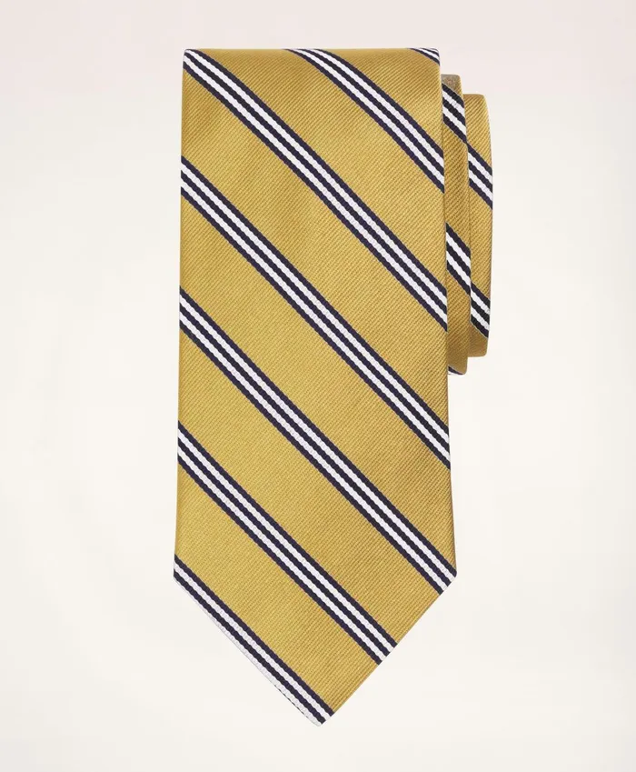 Men Mini Bb1 Rep Tie Gold Brooks Brothers Ties and Pocket Squares