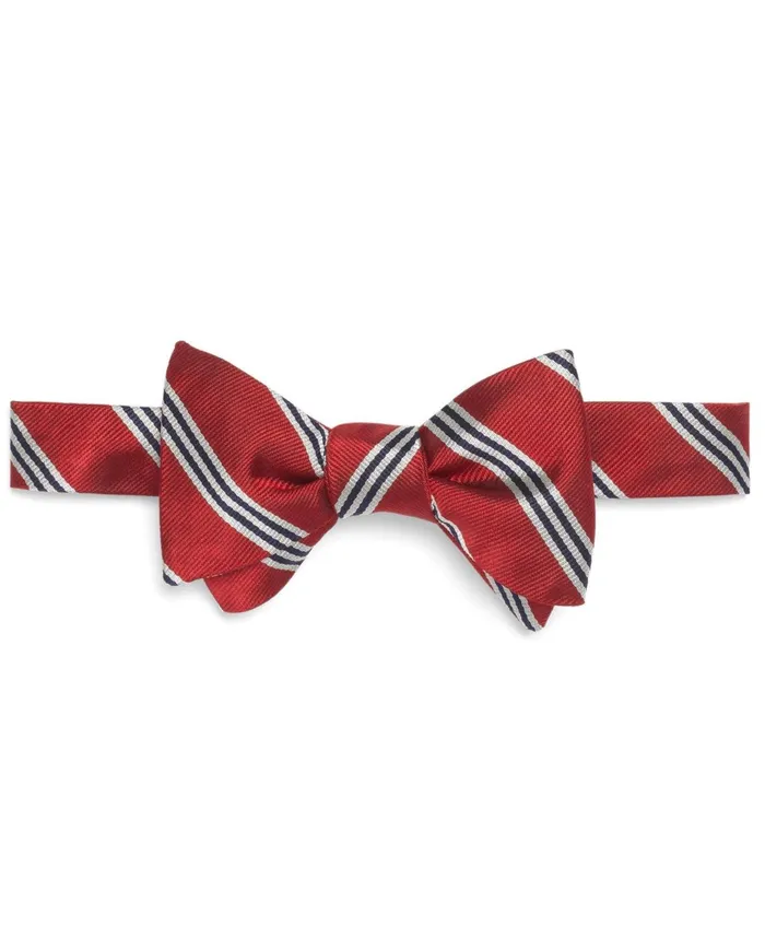 Men Mini Bb1 Stripe Bow Tie Red Brooks Brothers Ties and Pocket Squares