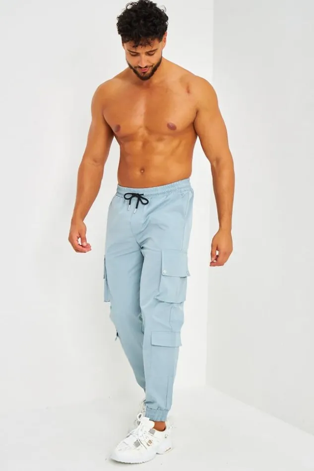 Men Pantalon De Jogging Bleu Gris Double Poches Cargo Blue Brentiny Paris Pants Men Pantalon De Jogging Bleu Gris Double Poches Cargo Blue Brentiny Paris Pants