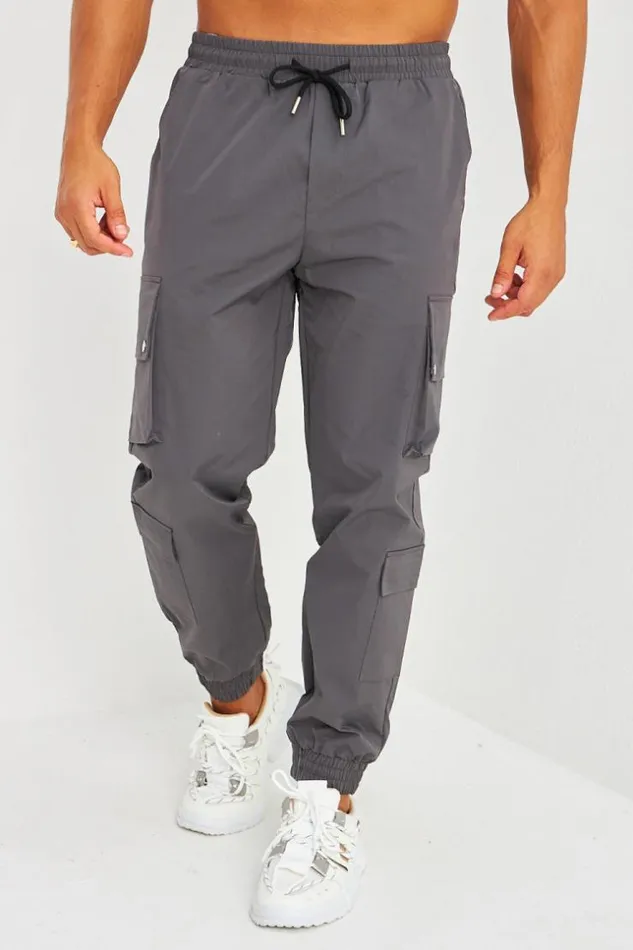 Men Pantalon De Jogging Gris Fonc Double Poches Cargo Grey Brentiny Paris Pants Men Pantalon De Jogging Gris Fonc Double Poches Cargo Grey Brentiny Paris Pants