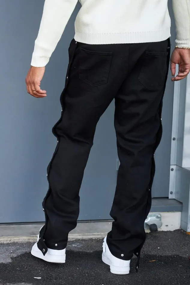 Men Pantalon Noir BoutonsPression Black Brentiny Paris Pants
