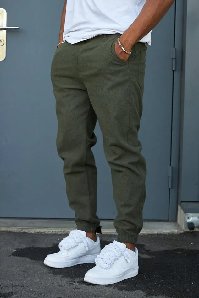 Men Pantalon Textur Kaki Khaki Brentiny Paris Pants