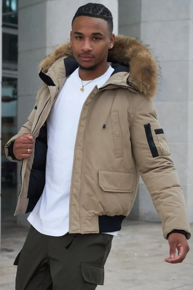 Men Parka BiMatire Beige Capuche En Fourrure Beige Brentiny Paris Parkas And Down Jackets Men Parka BiMatire Beige Capuche En Fourrure Beige Brentiny Paris Parkas And Down Jackets