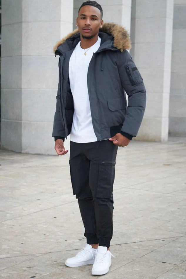 Men Parka BiMatire Grise Capuche En Fourrure Grey Brentiny Paris Parkas And Down Jackets Men Parka BiMatire Grise Capuche En Fourrure Grey Brentiny Paris Parkas And Down Jackets