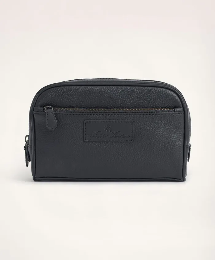 Men Pebbled Leather Dopp Kit Black Brooks Brothers Bags and Leather Goods