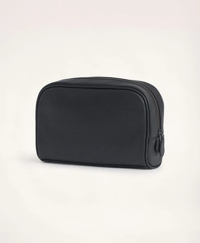 Men Pebbled Leather Dopp Kit Black Brooks Brothers Bags and Leather Goods