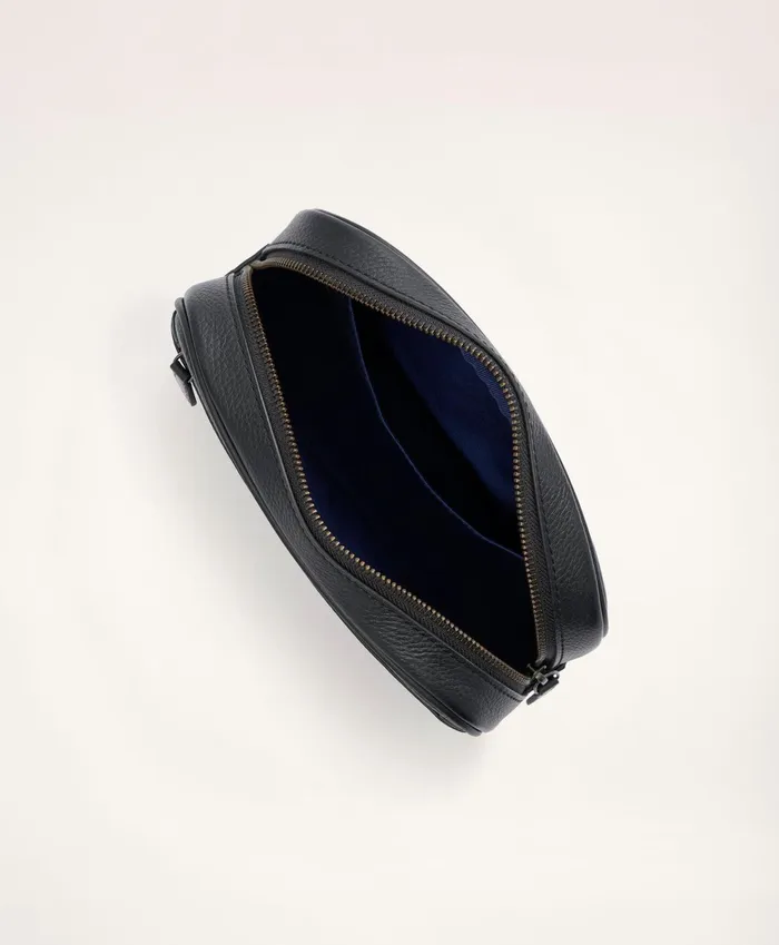 Men Pebbled Leather Dopp Kit Black Brooks Brothers Bags and Leather Goods