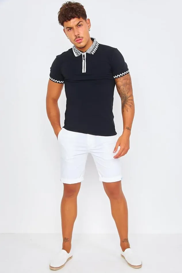 Men Plain White Chino Shorts White Brentiny Paris Shorts
