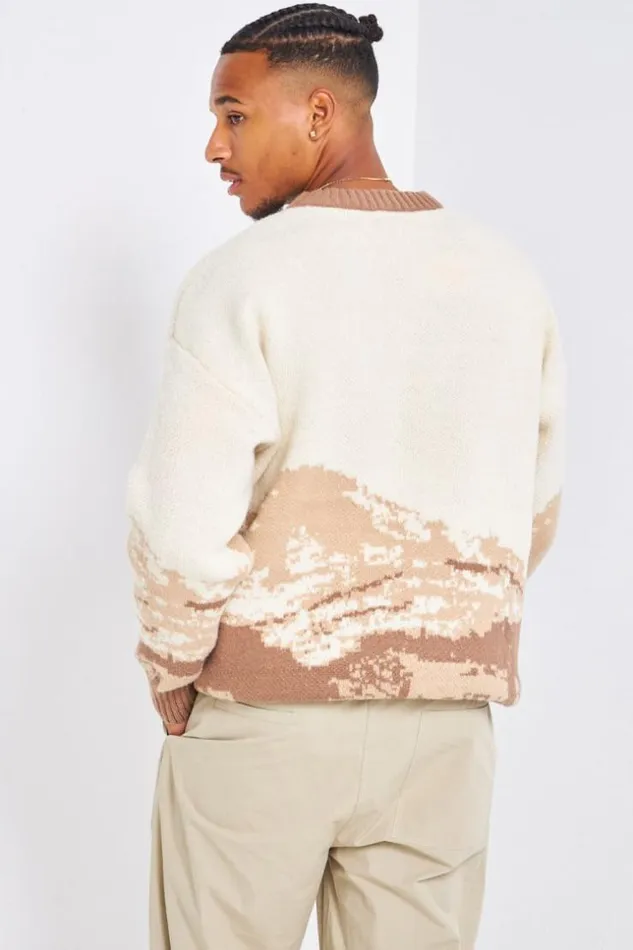 Men Pull Beige En Laine Tricolore Beige Brentiny Paris Sweatshirts and Pullovers Men Pull Beige En Laine Tricolore Beige Brentiny Paris Sweatshirts and Pullovers