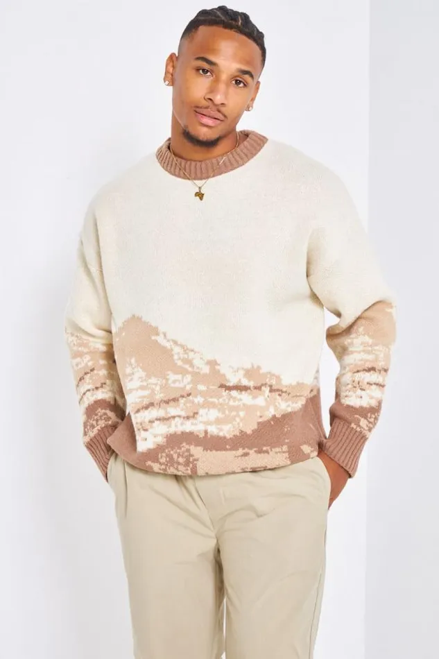 Men Pull Beige En Laine Tricolore Beige Brentiny Paris Sweatshirts and Pullovers Men Pull Beige En Laine Tricolore Beige Brentiny Paris Sweatshirts and Pullovers