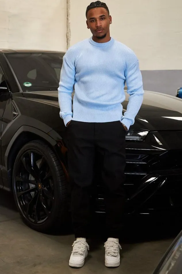 Men Pull Bleu Clair En Maille Col Rond Bleuclair Brentiny Paris Sweatshirts and Pullovers Men Pull Bleu Clair En Maille Col Rond Bleuclair Brentiny Paris Sweatshirts and Pullovers