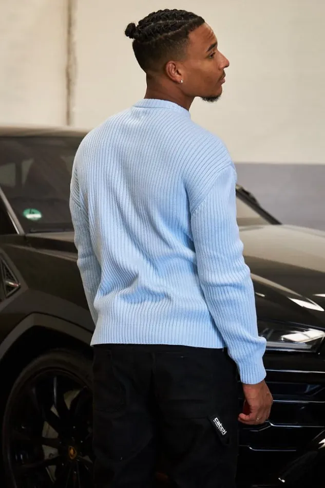 Men Pull Bleu Clair En Maille Col Rond Bleuclair Brentiny Paris Sweatshirts and Pullovers Men Pull Bleu Clair En Maille Col Rond Bleuclair Brentiny Paris Sweatshirts and Pullovers