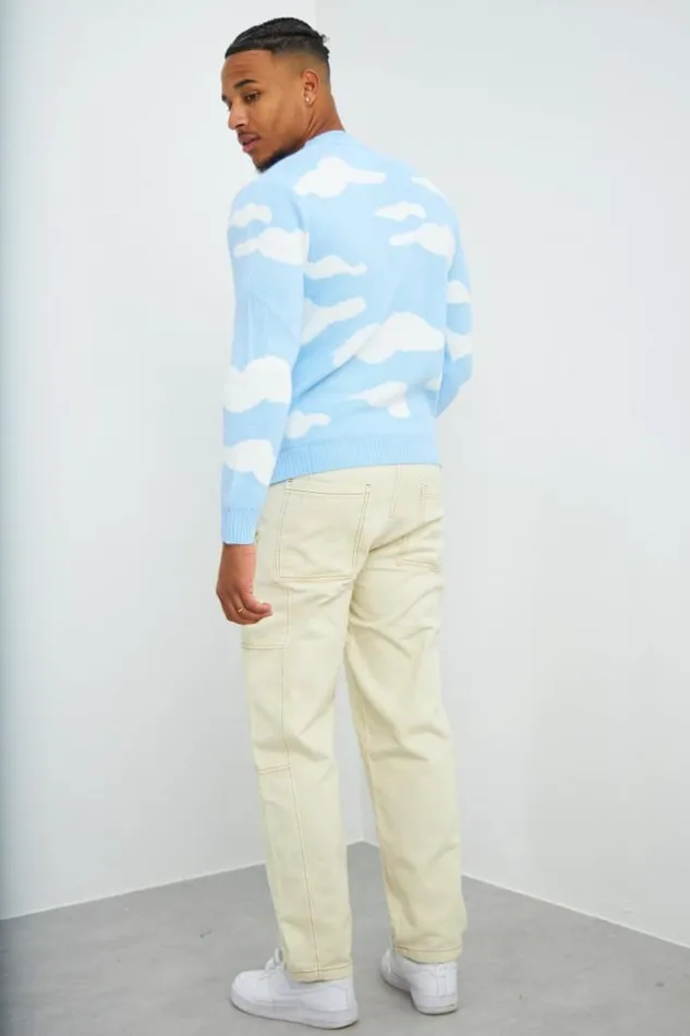 Men Pull Bleu Motif Nuage Blanc Blue Brentiny Paris Sweatshirts and Pullovers Men Pull Bleu Motif Nuage Blanc Blue Brentiny Paris Sweatshirts and Pullovers