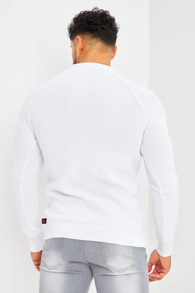 Men Pull En Maille Blanc Effet Quadrill En Relief White Brentiny Paris Sweatshirts and Pullovers Men Pull En Maille Blanc Effet Quadrill En Relief White Brentiny Paris Sweatshirts and Pullovers