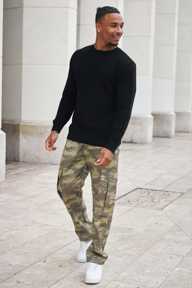 Men Pull En Maille Noir Black Brentiny Paris Sweatshirts and Pullovers