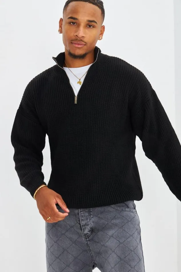 Men Pull Noir En Maille Col Zipp Black Brentiny Paris Sweatshirts and Pullovers Men Pull Noir En Maille Col Zipp Black Brentiny Paris Sweatshirts and Pullovers