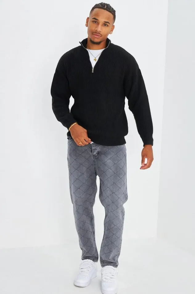 Men Pull Noir En Maille Col Zipp Black Brentiny Paris Sweatshirts and Pullovers Men Pull Noir En Maille Col Zipp Black Brentiny Paris Sweatshirts and Pullovers