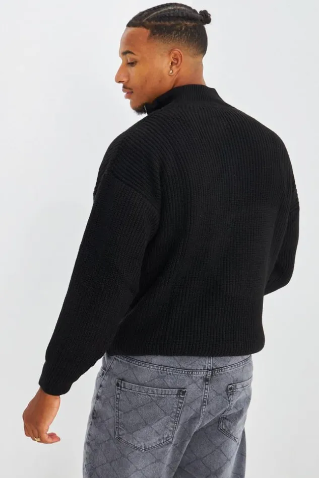 Men Pull Noir En Maille Col Zipp Black Brentiny Paris Sweatshirts and Pullovers Men Pull Noir En Maille Col Zipp Black Brentiny Paris Sweatshirts and Pullovers