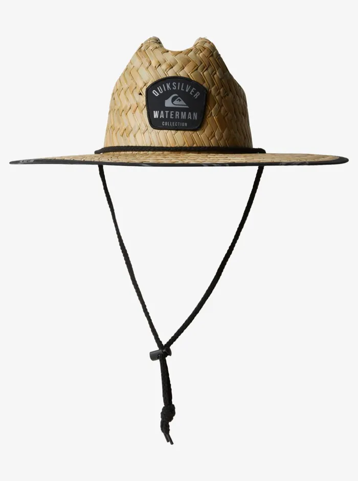 Men Quiksilver Hats Waterman Outsider Straw Lifeguard Hat Black Ginger Stalks Men Quiksilver Hats Waterman Outsider Straw Lifeguard Hat Black Ginger Stalks