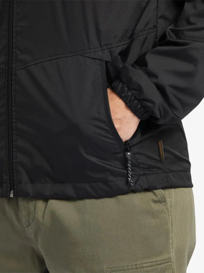 Men Quiksilver Jackets Waterman Shell Shock WaterResistant Lightweight Mini Ripstop Windbreaker Black Men Quiksilver Jackets Waterman Shell Shock WaterResistant Lightweight Mini Ripstop Windbreaker Black