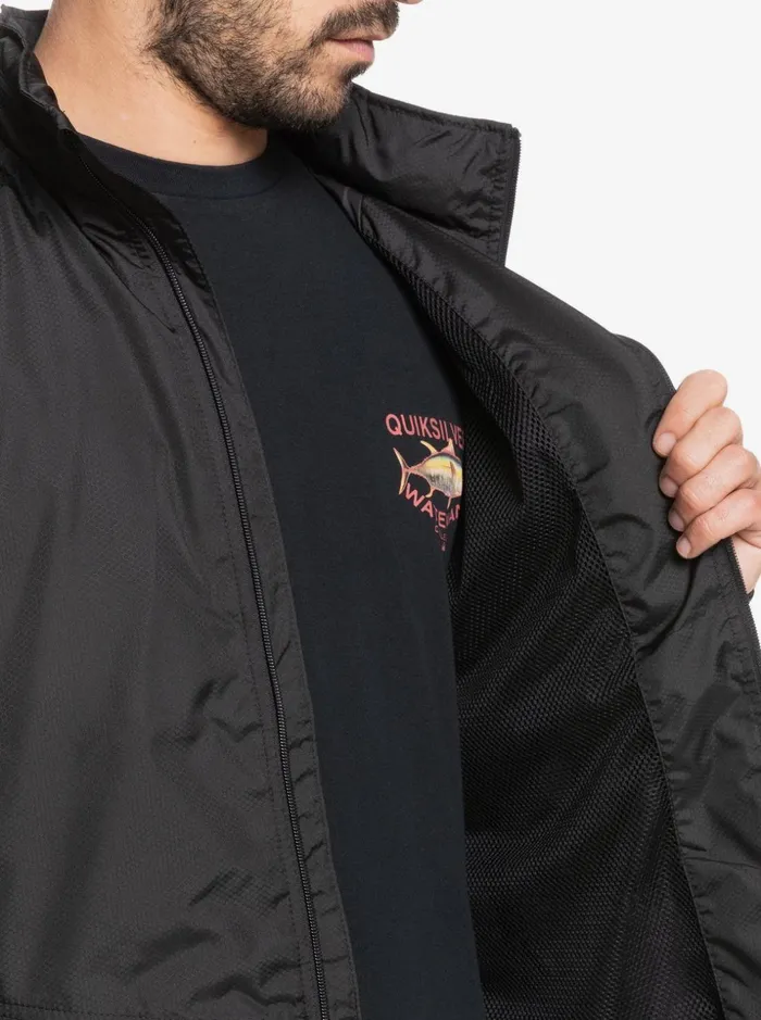 Men Quiksilver Jackets Waterman Shell Shock WaterResistant Lightweight Mini Ripstop Windbreaker Black Men Quiksilver Jackets Waterman Shell Shock WaterResistant Lightweight Mini Ripstop Windbreaker Black