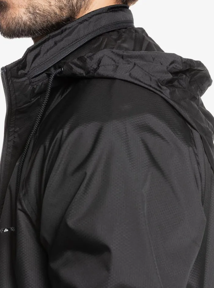 Men Quiksilver Jackets Waterman Shell Shock WaterResistant Lightweight Mini Ripstop Windbreaker Black Men Quiksilver Jackets Waterman Shell Shock WaterResistant Lightweight Mini Ripstop Windbreaker Black
