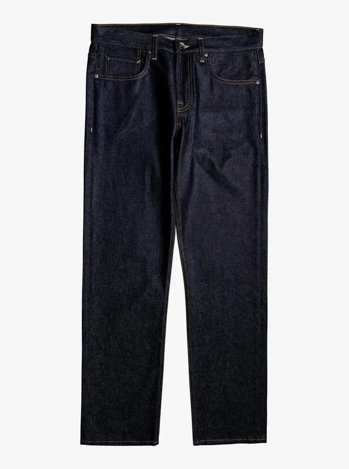 Men Quiksilver Pants Aqua Cult Aged Straight Fit Jeans Rinse
