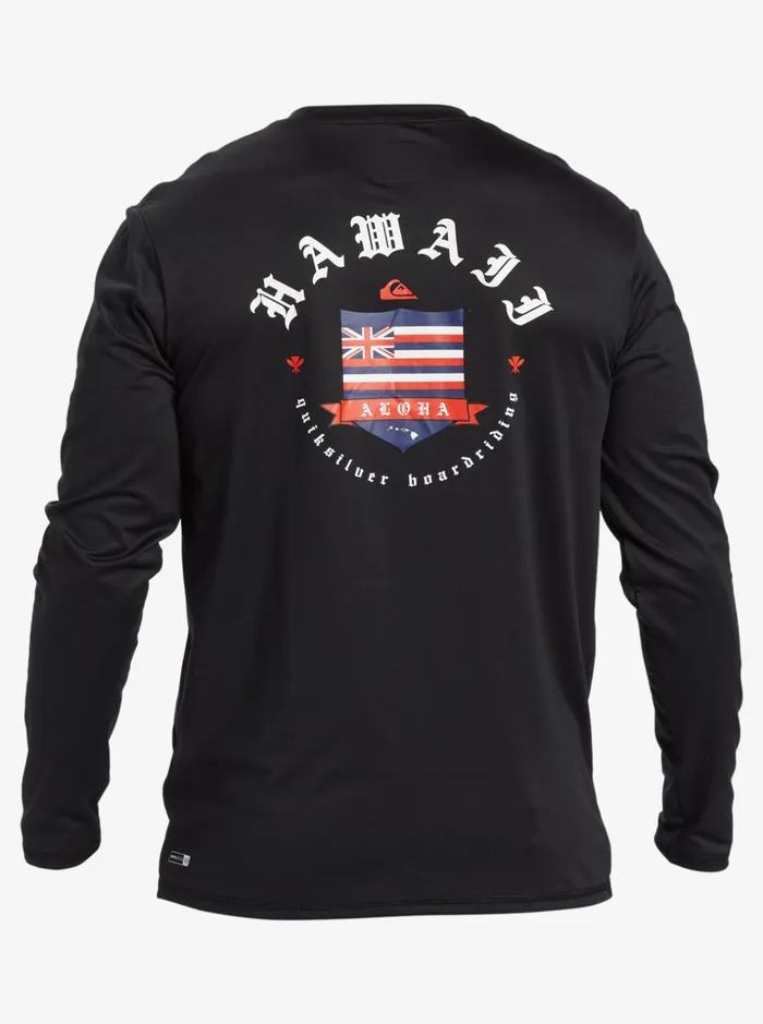 Men Quiksilver Rashguards Hawaii Royalty UPF 50 Long Sleeve Surf Tee Black Men Quiksilver Rashguards Hawaii Royalty UPF 50 Long Sleeve Surf Tee Black
