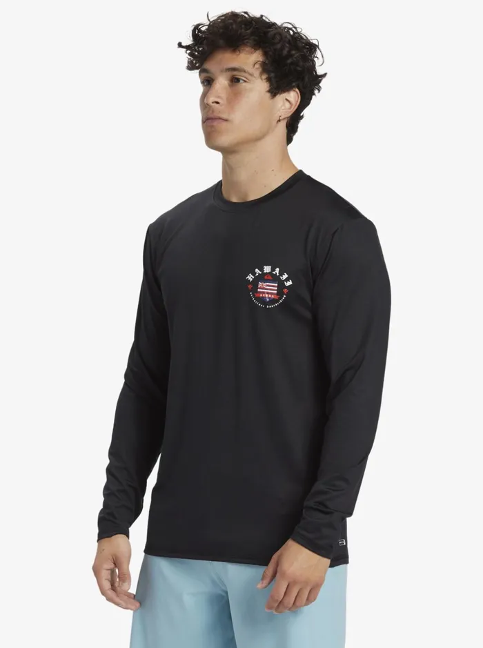 Men Quiksilver Rashguards Hawaii Royalty UPF 50 Long Sleeve Surf Tee Black Men Quiksilver Rashguards Hawaii Royalty UPF 50 Long Sleeve Surf Tee Black