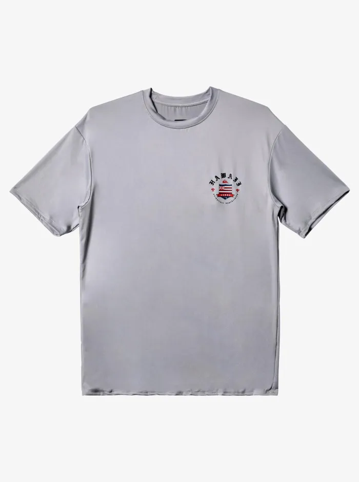 Men Quiksilver Rashguards Hawaii Royalty UPF 50 Short Sleeve Surf Tee Sleet
