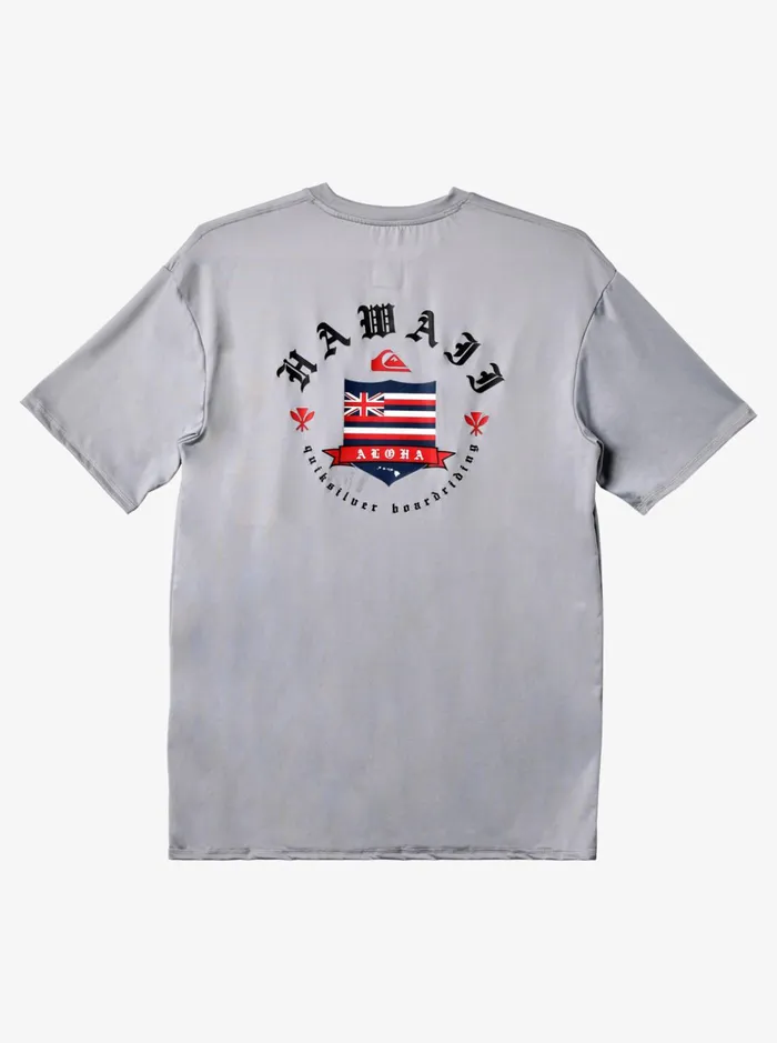 Men Quiksilver Rashguards Hawaii Royalty UPF 50 Short Sleeve Surf Tee Sleet Men Quiksilver Rashguards Hawaii Royalty UPF 50 Short Sleeve Surf Tee Sleet