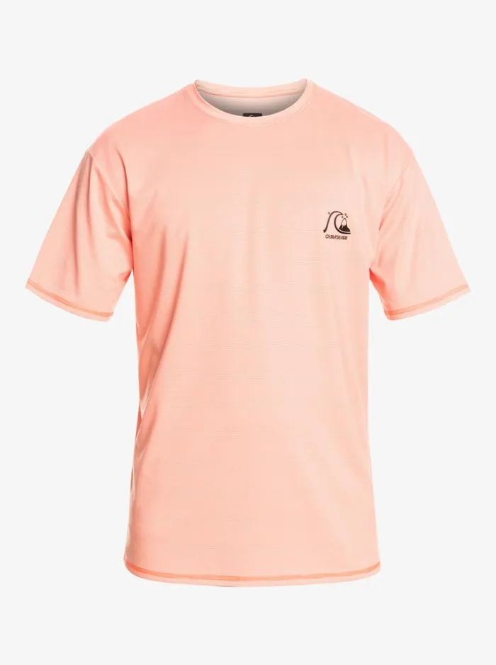 Men Quiksilver Rashguards Heritage Heather Short Sleeve UPF 50 Surf TShirt Fresh Salmon Heather Men Quiksilver Rashguards Heritage Heather Short Sleeve UPF 50 Surf TShirt Fresh Salmon Heather