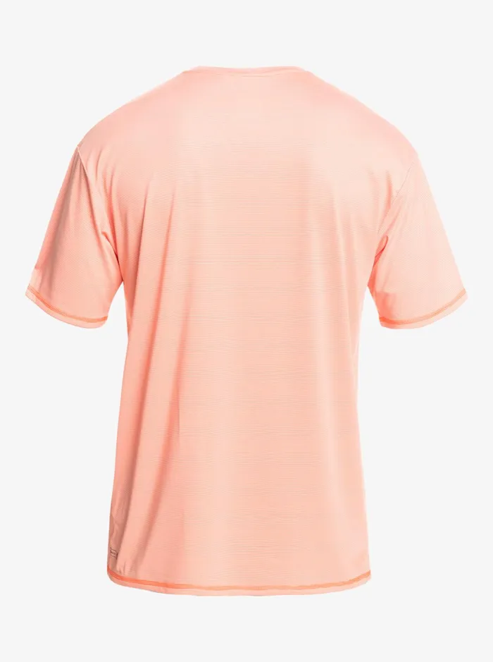 Men Quiksilver Rashguards Heritage Heather Short Sleeve UPF 50 Surf TShirt Fresh Salmon Heather Men Quiksilver Rashguards Heritage Heather Short Sleeve UPF 50 Surf TShirt Fresh Salmon Heather