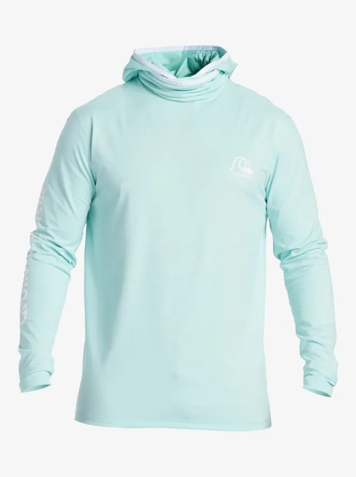 Men Quiksilver Rashguards Heritage UPF 50 Long Sleeve Surf Tee Sky Blue Heather