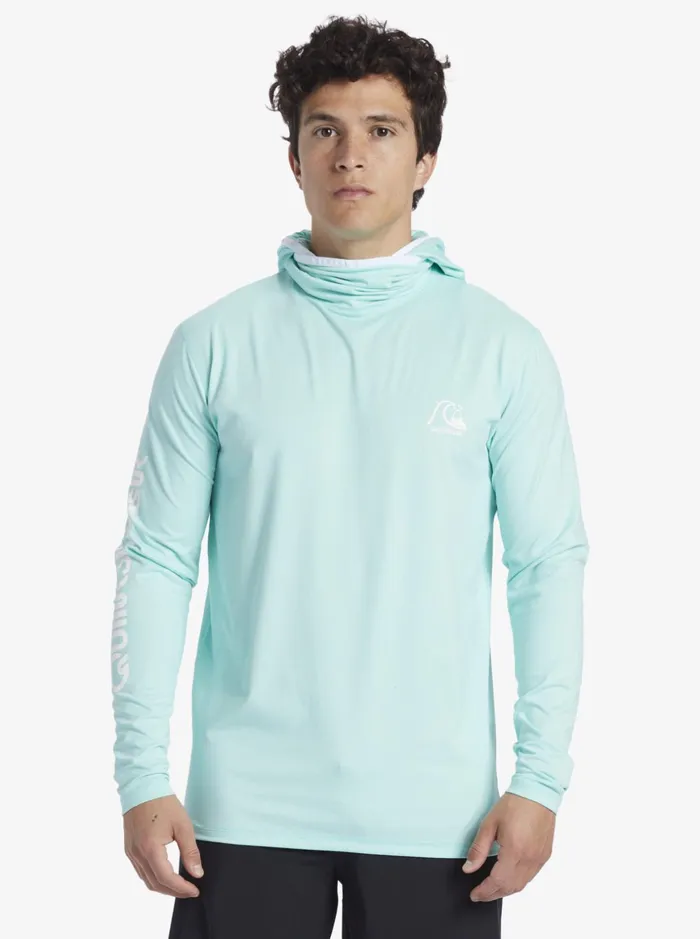 Men Quiksilver Rashguards Heritage UPF 50 Long Sleeve Surf Tee Sky Blue Heather Men Quiksilver Rashguards Heritage UPF 50 Long Sleeve Surf Tee Sky Blue Heather
