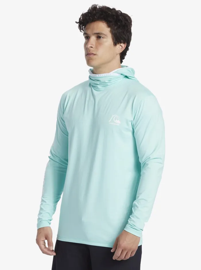 Men Quiksilver Rashguards Heritage UPF 50 Long Sleeve Surf Tee Sky Blue Heather Men Quiksilver Rashguards Heritage UPF 50 Long Sleeve Surf Tee Sky Blue Heather