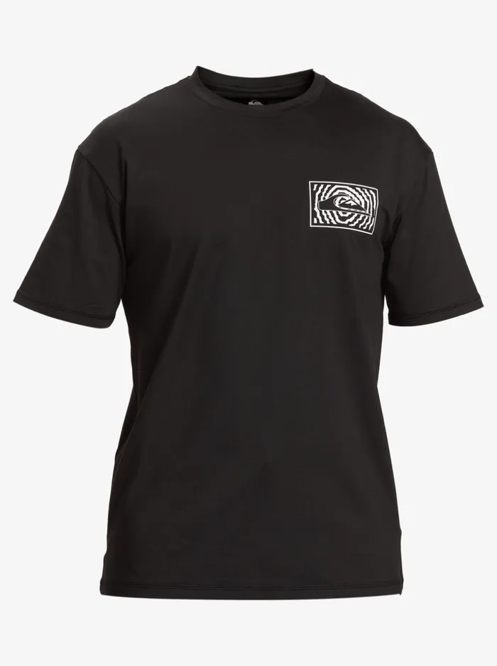Men Quiksilver Rashguards Mix Session UPF 50 Short Sleeve Surf Tee Black
