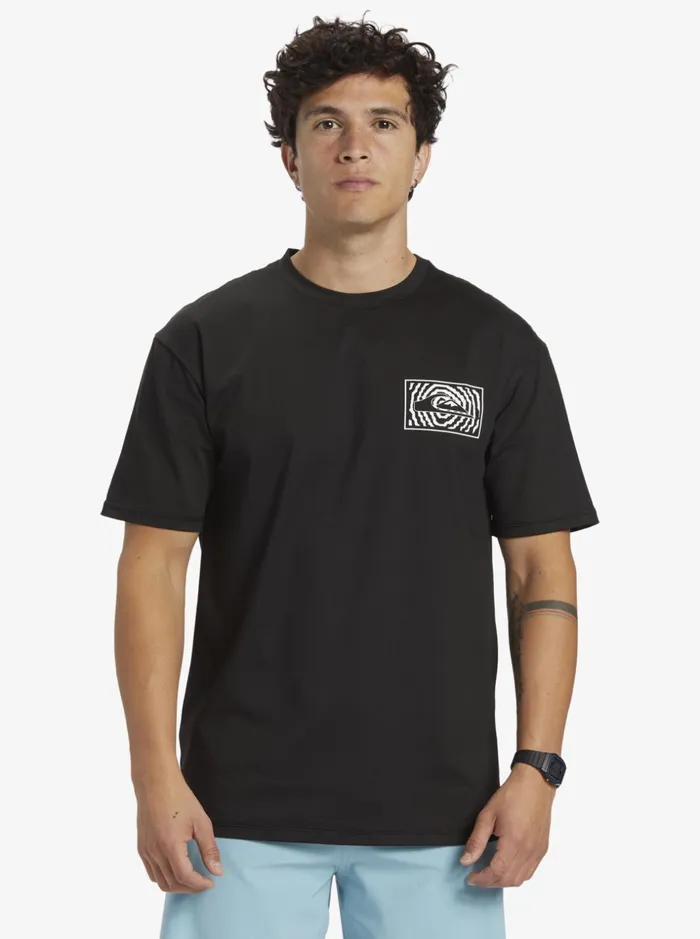 Men Quiksilver Rashguards Mix Session UPF 50 Short Sleeve Surf Tee Black Men Quiksilver Rashguards Mix Session UPF 50 Short Sleeve Surf Tee Black