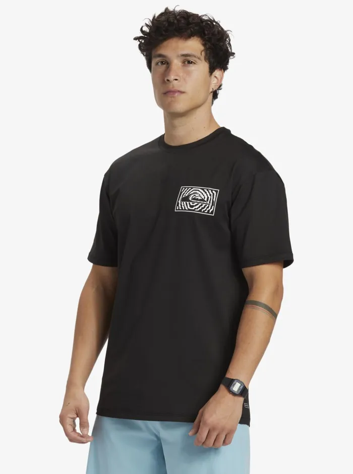 Men Quiksilver Rashguards Mix Session UPF 50 Short Sleeve Surf Tee Black Men Quiksilver Rashguards Mix Session UPF 50 Short Sleeve Surf Tee Black