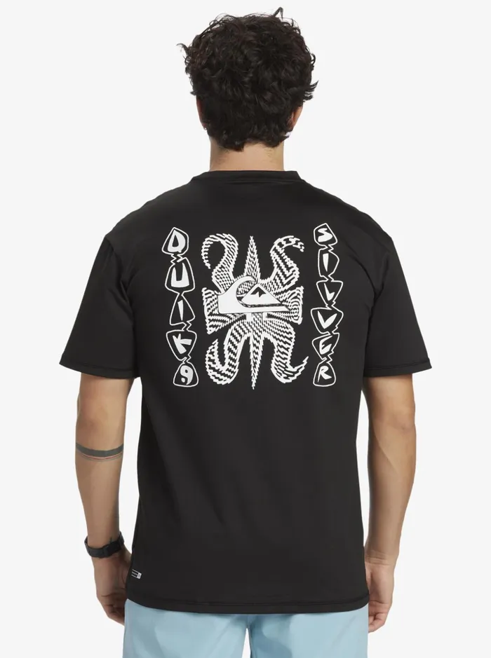 Men Quiksilver Rashguards Mix Session UPF 50 Short Sleeve Surf Tee Black Men Quiksilver Rashguards Mix Session UPF 50 Short Sleeve Surf Tee Black