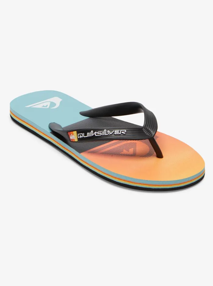 Men Quiksilver Sandals Molokai Panel FlipFlops Blackorangeorange