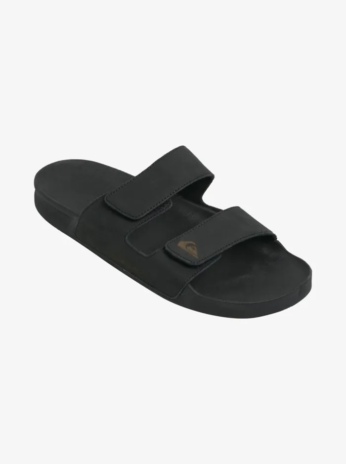 Men Quiksilver Sandals Rivi Leather Double Adjust Sandals Black 1