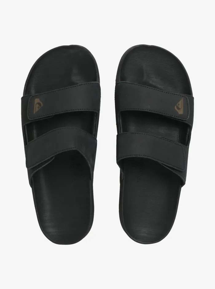 Men Quiksilver Sandals Rivi Leather Double Adjust Sandals Black 1 Men Quiksilver Sandals Rivi Leather Double Adjust Sandals Black 1