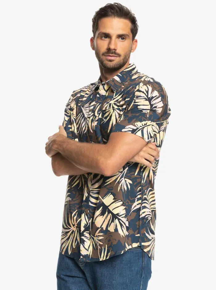 Men Quiksilver Shirts and Polos Brushed Palm Short Sleeve Shirt Navy Blazer Brushed Palm Men Quiksilver Shirts and Polos Brushed Palm Short Sleeve Shirt Navy Blazer Brushed Palm