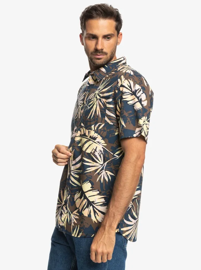 Men Quiksilver Shirts and Polos Brushed Palm Short Sleeve Shirt Navy Blazer Brushed Palm Men Quiksilver Shirts and Polos Brushed Palm Short Sleeve Shirt Navy Blazer Brushed Palm