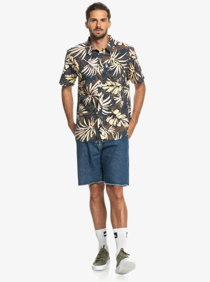 Men Quiksilver Shirts and Polos Brushed Palm Short Sleeve Shirt Navy Blazer Brushed Palm Men Quiksilver Shirts and Polos Brushed Palm Short Sleeve Shirt Navy Blazer Brushed Palm
