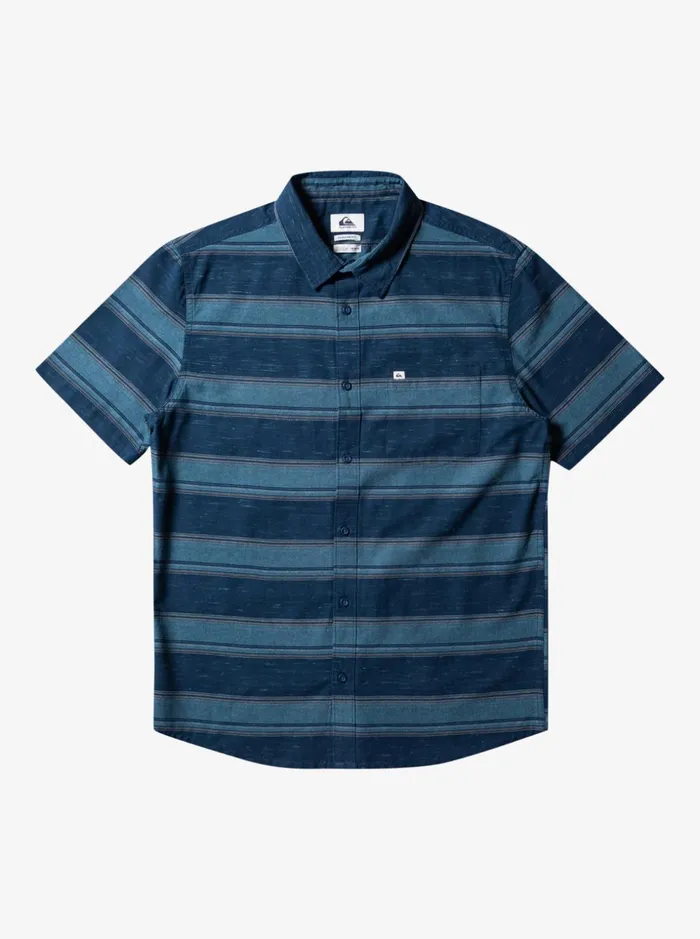 Men Quiksilver Shirts and Polos Cali Sunrise Short Sleeve Shirt Midnight Navy Cali Str