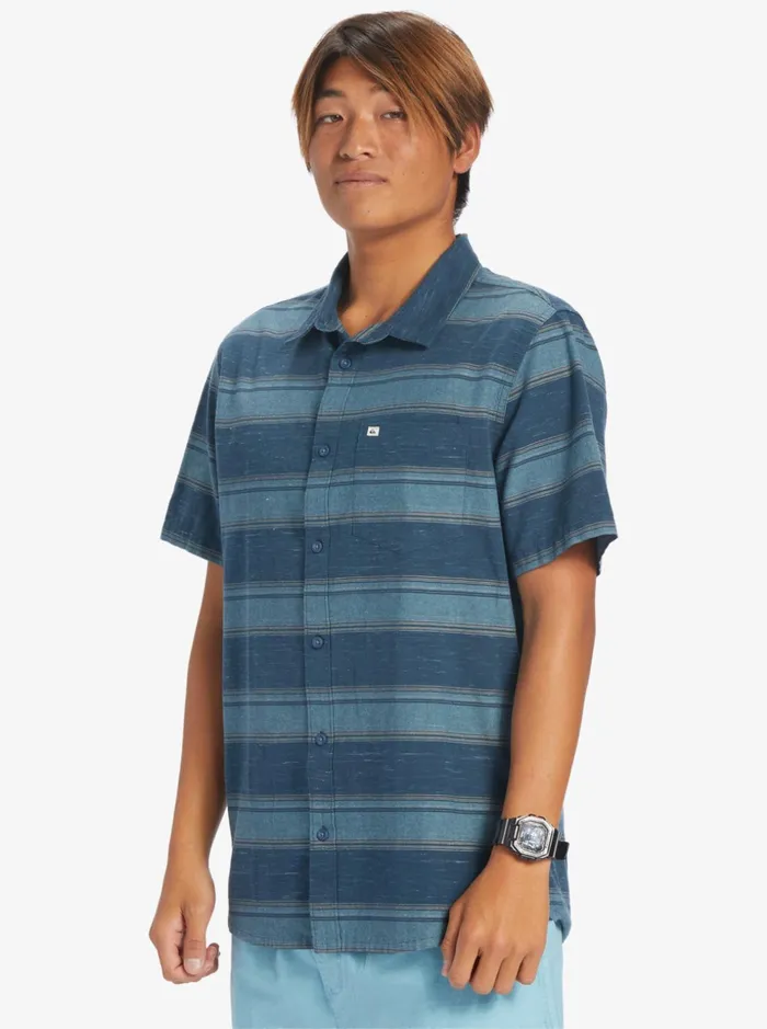 Men Quiksilver Shirts and Polos Cali Sunrise Short Sleeve Shirt Midnight Navy Cali Str Men Quiksilver Shirts and Polos Cali Sunrise Short Sleeve Shirt Midnight Navy Cali Str