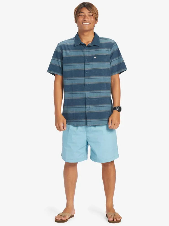 Men Quiksilver Shirts and Polos Cali Sunrise Short Sleeve Shirt Midnight Navy Cali Str Men Quiksilver Shirts and Polos Cali Sunrise Short Sleeve Shirt Midnight Navy Cali Str