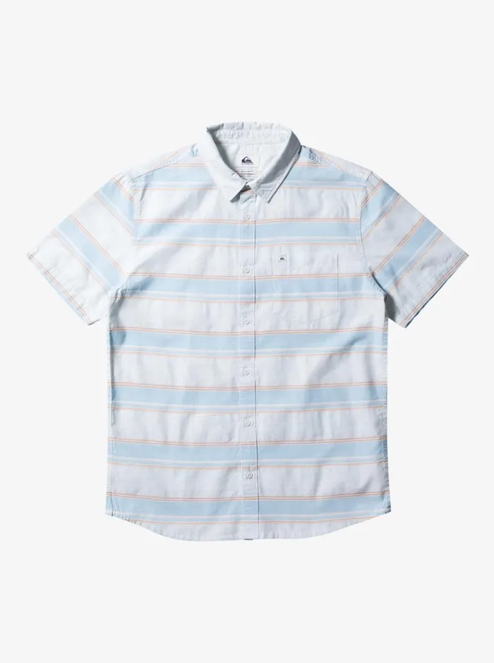 Men Quiksilver Shirts and Polos Cali Sunrise Short Sleeve Shirt Sky Blue Cali Str